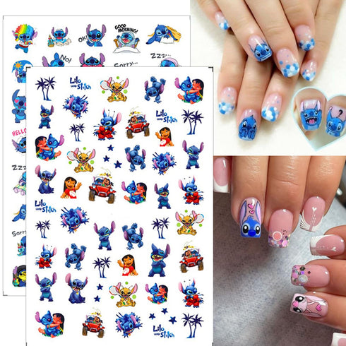6 Sheets Cute Nail Art Stickers, 3D Self Adhesive Kawaii Designer Decals for Women Girls DIY Nail Art