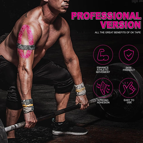 OK TAPE Uncut Kinesiology Tape Roll - Pro Adhesive & Water-Resistant K Tape for Pain Relief and Muscle Support (2" x