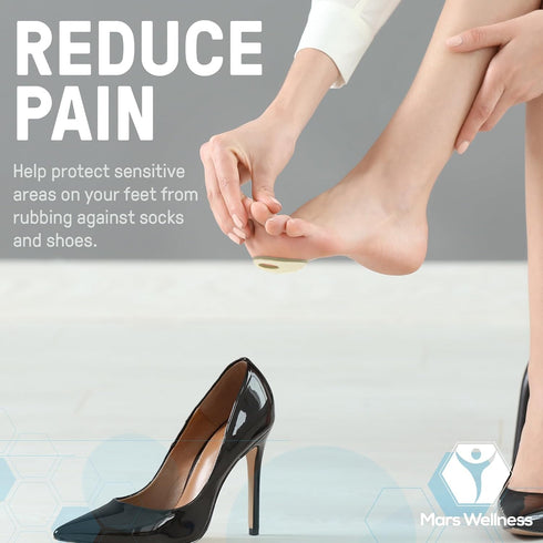 Oval Felt Callus Protective Pads, Adhesive Foot Pads Surrounding Calluses from Rubbing on Shoes, 1/8", 25 Pack