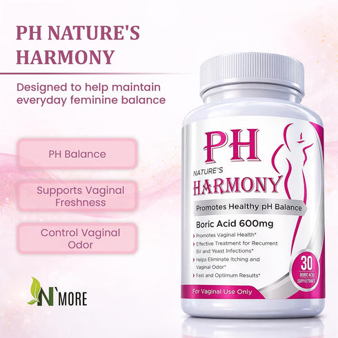 Nature's Harmony 30 Count 600 100% PURE PLANT HOME Boric Acid Suppositories mg Pure Made in USA
