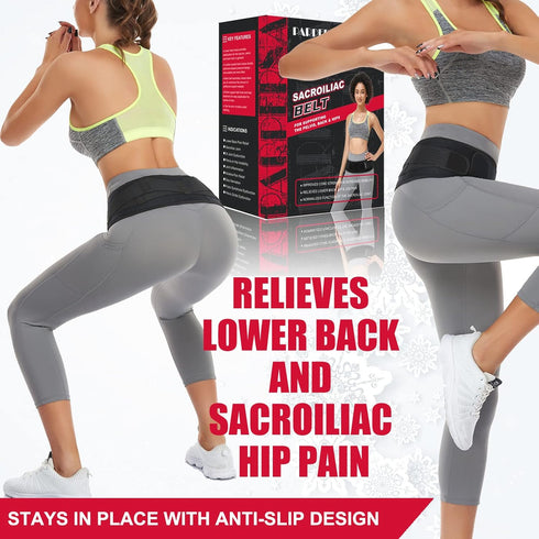 Sacroiliac SI Hip Belt for Women and Men, Adjustable Lower Back Support Brace for Hip Pain Relief, Sciatica Pelvis Brace