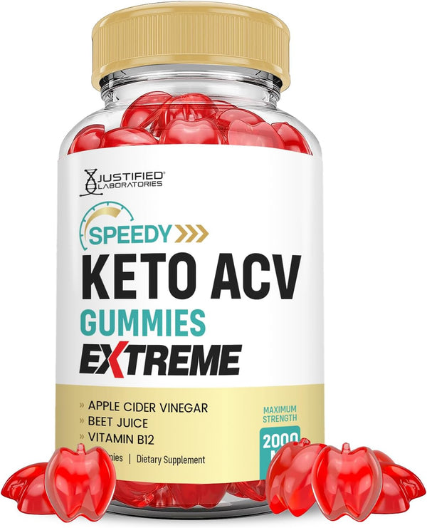 Speedy Keto ACV Gummies - 2000MG Advanced Formula Apple Cider Vinegar with Pomegranate, 60 Vegan Non GMO Gummies
