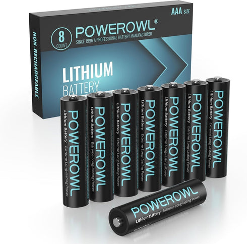 POWEROWL Lithium AAA High Capacity Long Lasting 1.5V Batteries, 8 Pack for High-Tech Devices