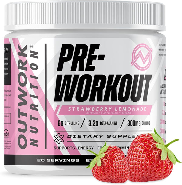 Outwork Nutrition Pre-Workout Powder for Men & Women, Science-Backed Supplement for Strength, Focus, Energy, 226 Gr