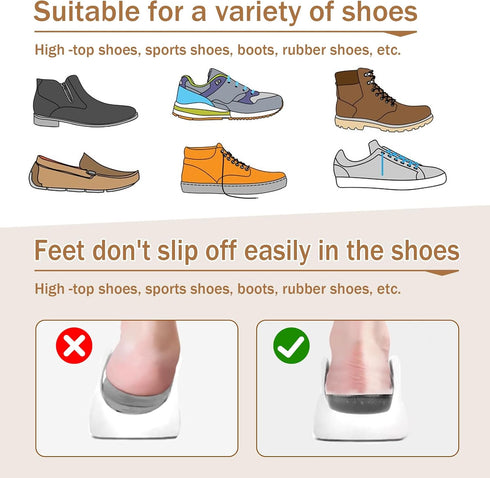 KALIONE 1/2 Inch Heel Lifts for Leg Length Discrepancy Gel Height Increasing Insoles Soft Shoe Lifts for Women Men