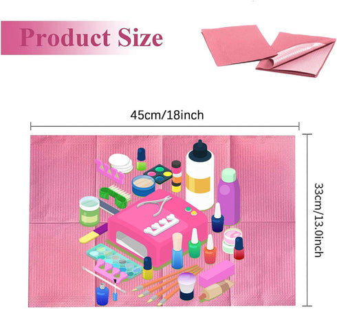 Nail Art Table Mats Disposable, 50PCS Pink Waterproof 3 Ply Nail Art Paper 13" X 17" for Decoration