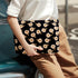 Preppy Cute Corduroy Makeup Bag, Cosmetic Bag for Women Travel Essentials (Flower Black)