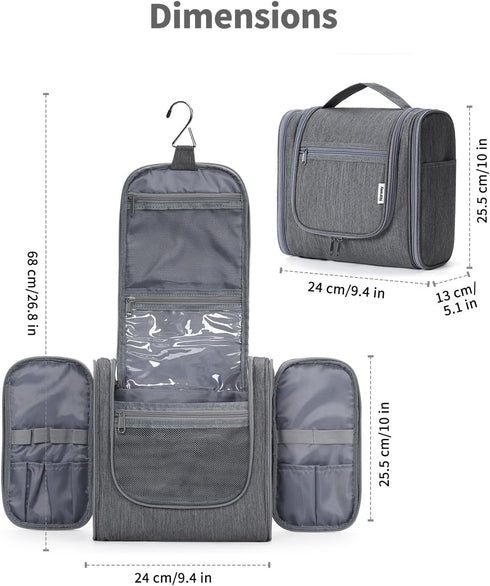 Narwey Hanging Toiletry Bag for Women, Travel Makeup Organizer for Men, Toiletries Bag for Cosmetics Essentials (Large,