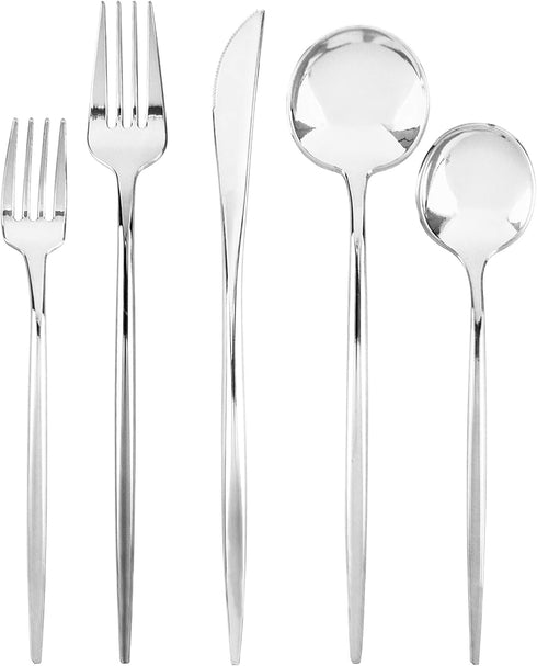 Novelty Modern Flatware, 64 Count Disposable Plastic Teaspoons/Dessert Spoon Luxury