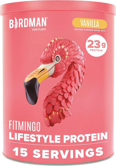 BIRDMAN Fitmingo Vegan Protein Powder for Women - Inositol, Collagen Boosters, 23g Plant Based Vanilla Protein