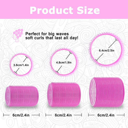 Self Grip Hair Roller Set, 18 pcs Hair Rollers with Clips and Comb, Salon Hairdressing Curlers, DIY Styles, Sungenol 3