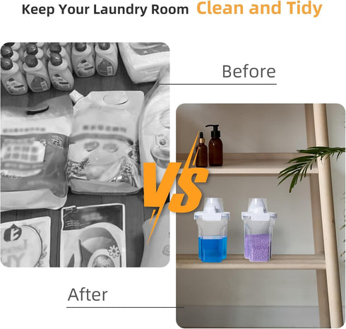Laundry Detergent Container, 2-Pack 68oz Dispenser with 5 Labels for Laundry Room Organization