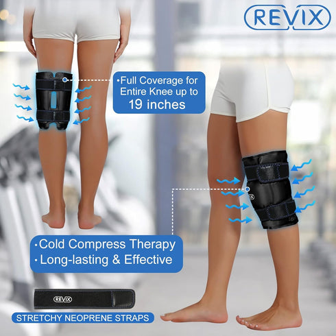 REVIX XL Ice Pack for Knee Replacement Surgery, Cold Compression Wrap for Knee Pain Relief and Swelling
