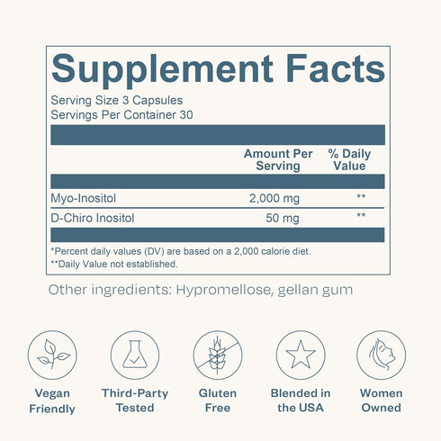 BOND Myo-Inositol & D-Chiro Inositol Capsules: 90 Vegan Hormone Balance & Ovarian Support Vitamins for Women