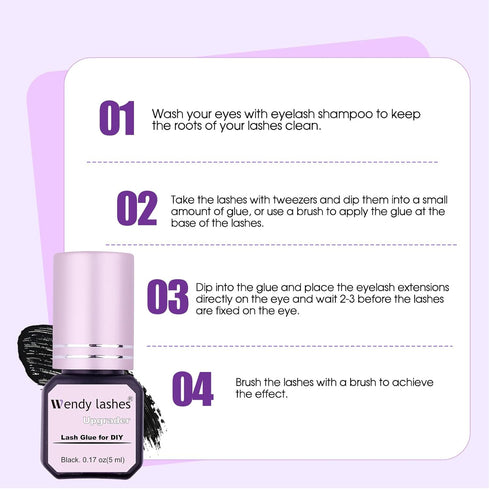 Waterproof Lash Glue for Eyelash Cluster - 5 ml, Black, Strong Hold for Daily Use, Beauty Enthusiasts, Lash Artists