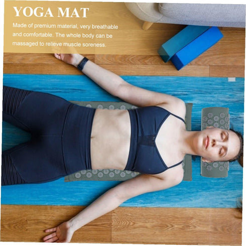 Set Acupressure Mat and Massage Pillow with Carry Bag for Relief and Muscle Relaxation, Portable Yoga Exercise Mat