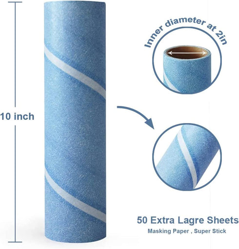 Leo MegaClean 10-Inch Wide Lint Roller Refills, 6 Rolls, 300 Ultra-Wide Sheets for Household Cleaning