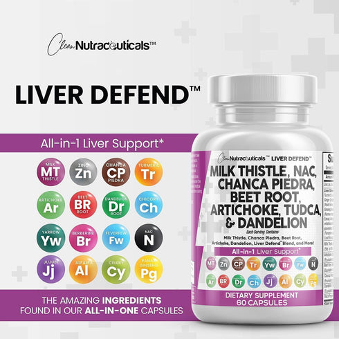 Milk Thistle 3000mg, NAC, Chanca Piedra, Beet Root, Artichoke, Dandelion Root - Liver Cleanse Detox Supplement