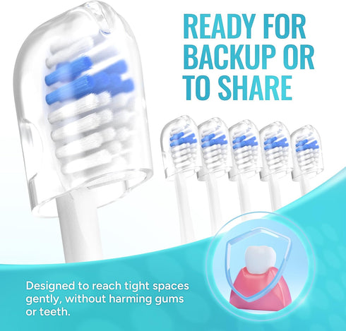 (6pk) Toothbrush Replacement Heads for Sonic Fusion 2.0 Waterpik & Flossing Toothbrush, DuPont Nylon Bristles