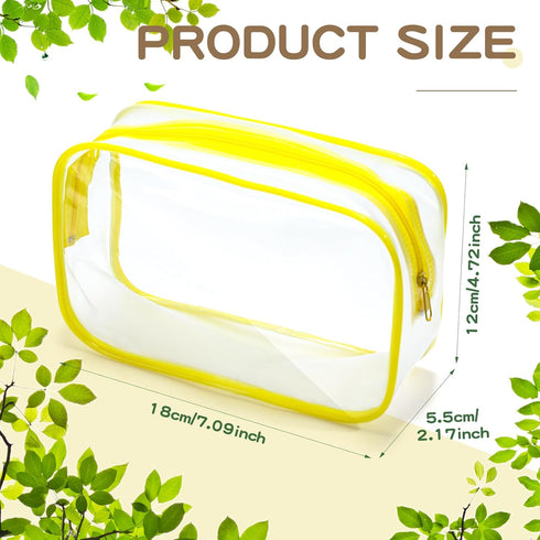 Weewooday 12 Pieces Clear Waterproof Makeup Bag, PVC Zippered Toiletry Carry Pouch for Vacation Bathroom (Medium,