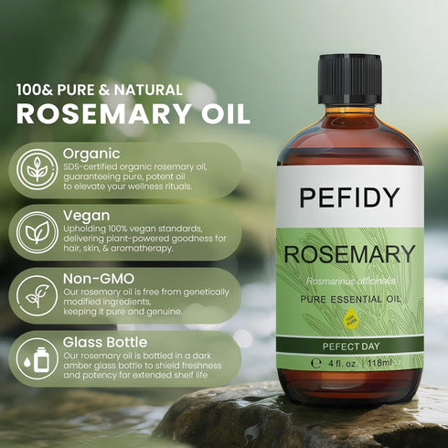 PEFIDY 4 Oz/118ML 100% Rosemary Essential Oil Fl Natural Rosemary Oil for Hair, Scalp Aromatherapy,Soap Making