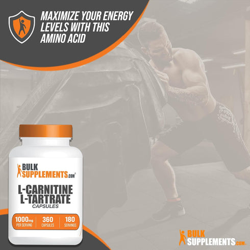 BulkSupplements.com L-Carnitine L-Tartrate Capsules - 1000mg Carnitine Supplement, Gluten Free - 360 Capsules