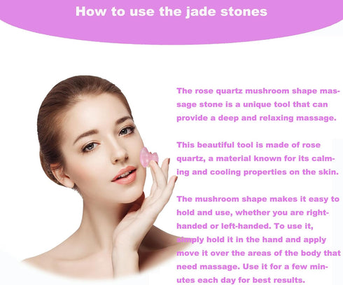 QYLHH 2 Set Pcs Rose Quartz Jade Mushroom Hot Massage Stones Warm Rocks Kit for Facial SPA Pink