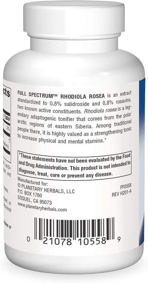 Planetary Herbals Rhodiola Rosea Extract, Full Spectrum 327mg, 120 Tablets