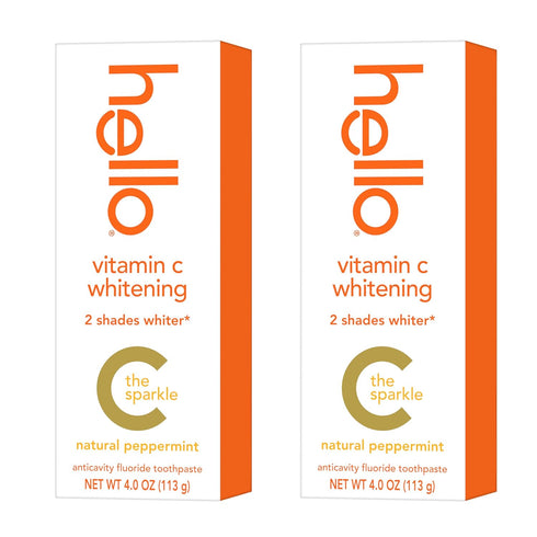 hello Vitamin C Whitening Toothpaste with Fluoride, SLS Free, 4.0 oz (2 Pack)