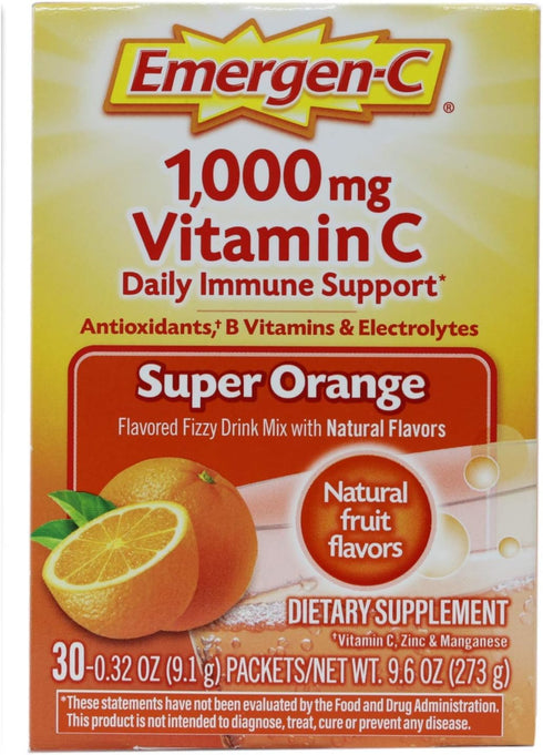 Emergen-C Super Orange Vitamin C - 30 Count (Pack of 4) (Packaging may vary)