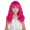 Kids Hot Pink Mixed Purple Wig, Short Wavy Curly Wig for Girls with Air Bangs