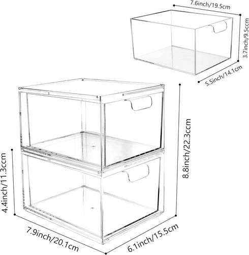 Yes!Fresh Drawer Organizer, Stackable Cosmetic Desk Organizer with Removable Partitions for Vanity Storage