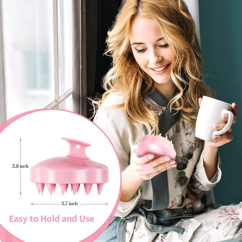 Soft Silicone Hair Scalp Massager Shampoo Brush for All Hair Types, Pink Hair Care Tool for Men, Women, Kids
