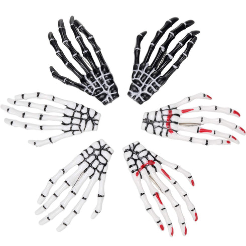 WILLBOND 6 Pieces Skeleton Hands Bone Hair Clips - Skull Clip Hairpin Zombie Punk Rock Horror Clip for Women Girls Hair