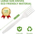 HERLLY Compostable Fork,100 Biodegradable Silverware for Party,Large Disposable Utensils Eco Friendly Durable and Heat Resistant,Alternative to Plastic Fork