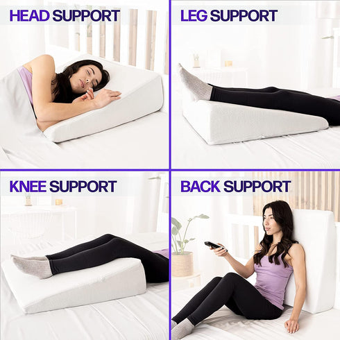 Silverback Wedge Pillow 7.5" Recommended 2" (25" Wx26 Lx7.5 Wedge Pillow for Acid Reflux - Dr. Height, Luxurious Memory