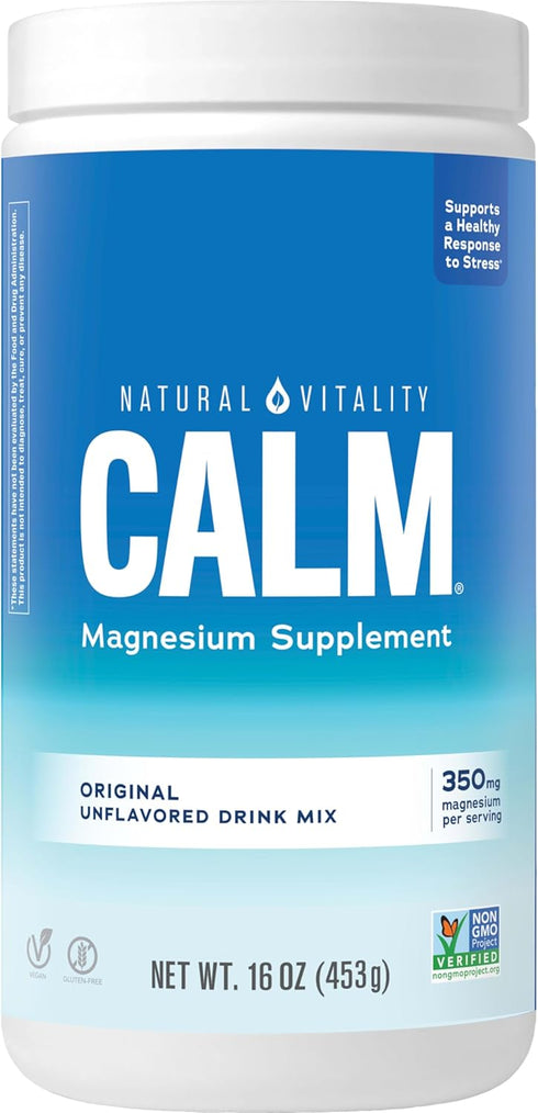 Natural Vitality Calm - Magnesium Citrate Anti-Stress Drink Mix Powder, Gluten Free, Vegan, 16 oz