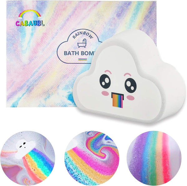 Rainbow Bath Bomb Gift Set, Organic & Natural Cloud SPA Bath Bombs for Aromatherapy Relaxation, Christmas Gifts