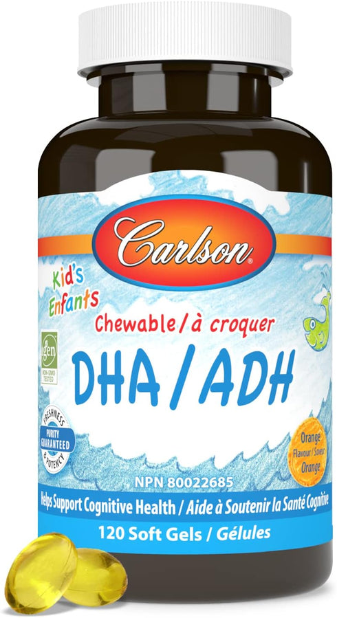 Chew DHA Orange, 120 Softgels, Carlson for Kids