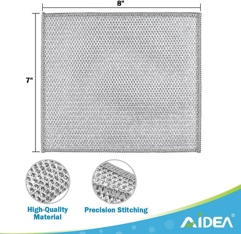 AIDEA Multipurpose Wire Dishwashing Rag, 12PK Non-Scratch Cleaning Pads for Cookware, Sinks, Dishes, Kitchen Wipes