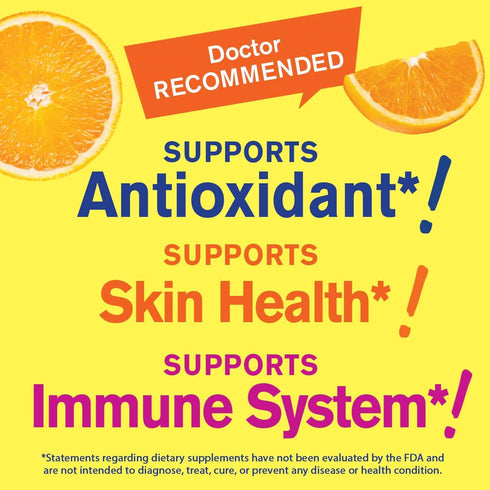 Vitamin C Gummies 500mg, Natural Flavors for Immune and Antioxidant Support, Nut Free, Vegan - 60 Count