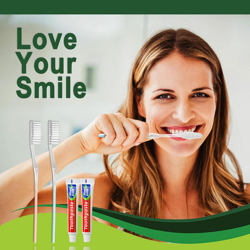 100 pcs Disposable Toothbrushes with 10g Toothpaste, Individually Wrapped Bulk Toothbrushes for Homeless, Airbnb, Hotel