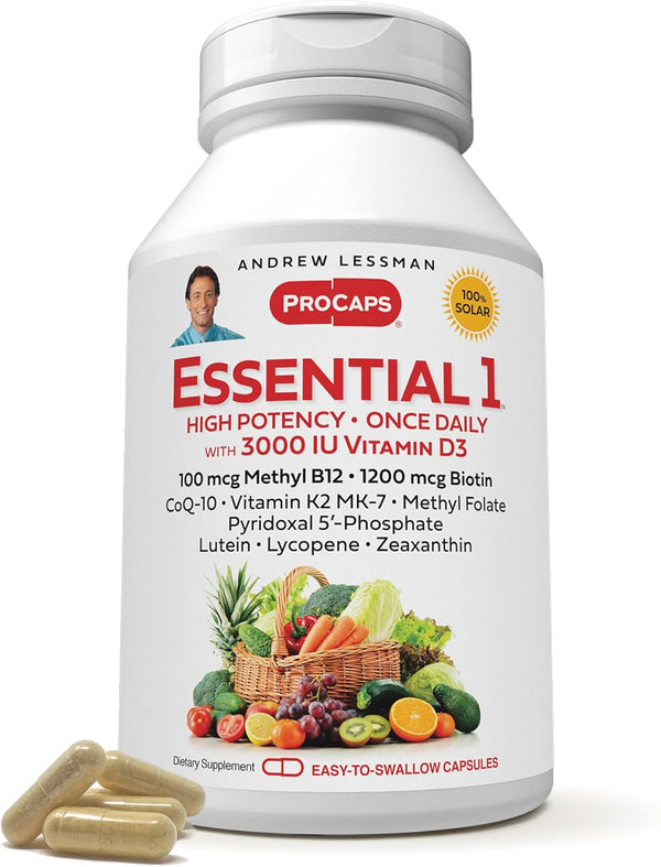 ANDREW LESSMAN Essential-1 Multivitamin 3000 IU Vitamin D3 30 Small Capsules - High Potency, No Additives
