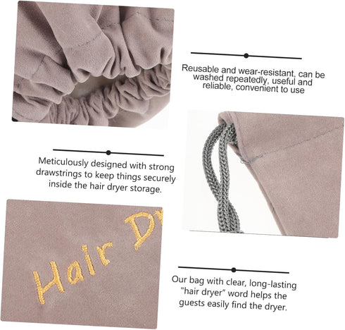 Travel Makeup Kit Storage Bag for Hair Dryer, Universal Canvas Drawstring Bag
