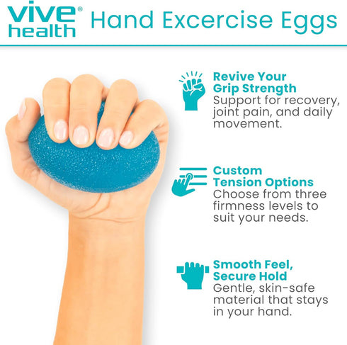 Set (4 Pack) Vive Squeeze Balls for Hand Therapy - Grip Strengthener Occupational Exercise Equipment for Arthitis