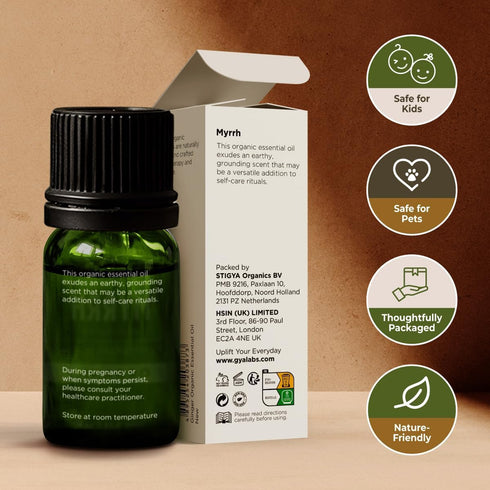 Gya Labs Organic Myrrh Essential Oil, 100% Pure Natural Myrrh Oil for Skin, Hair, and Aromatherapy