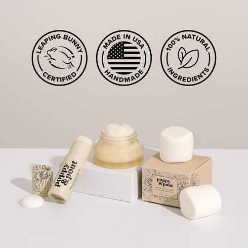 Poppy & Pout Marshmallow Creme Jumbo Lip Balm | All Natural Moisturizer with Beeswax, Vitamin E, Organic Coconut Oil |