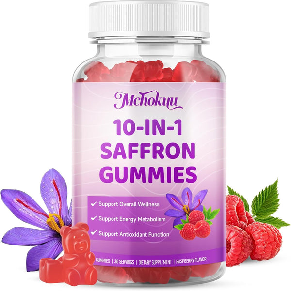 Saffron Supplement Gummies for Kids & Adults Supports Antioxidant Function with Ashwagandha,