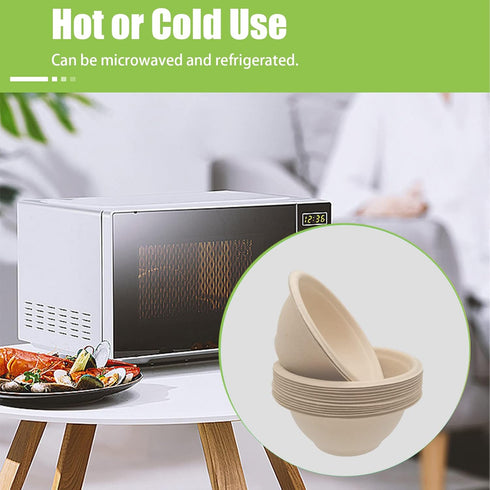 100 Pack Heavy-Duty 8oz Compostable Paper Bowls, Biodegradable, Eco-Friendly, for Soup, Salad, Dessert