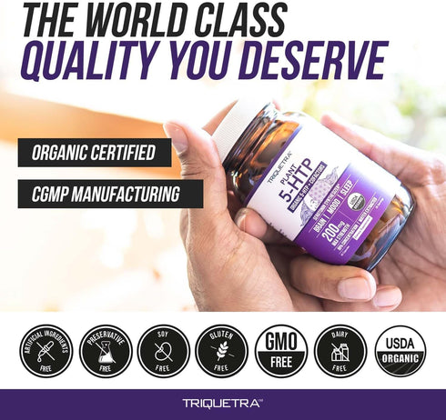 Organic 5-HTP 200 mg with Vitamin B6 & Lion’s Mane, 60 Capsules, Supports Mood, Cognition & Sleep